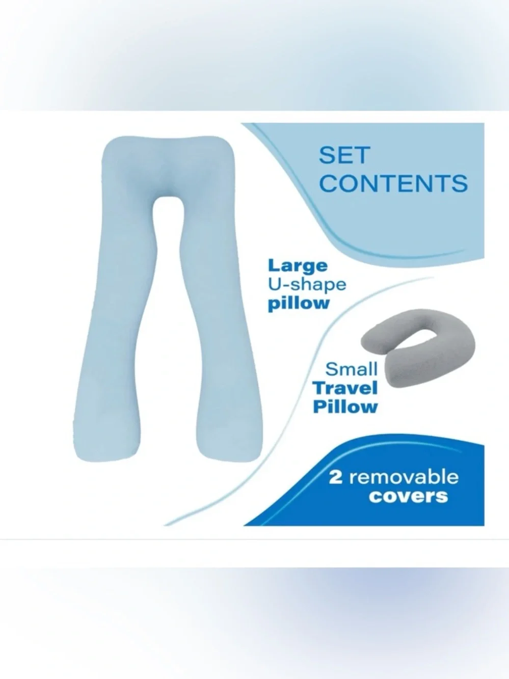 Bloom & Bond Maternity Pillow U-Shape Full Body Support Gray‎ with Travel Pillow